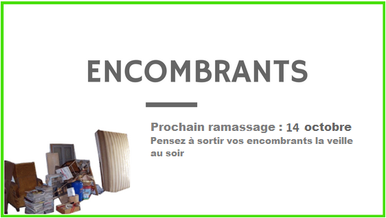 Collecte des encombrants le 14 octobre