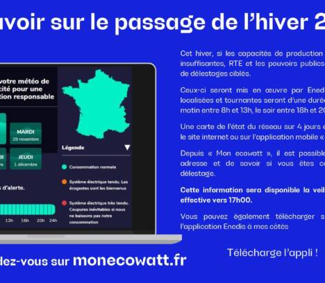 PASSER L’HIVER 2022-2023 : LES DELESTAGES, LES BONNES PRATIQUES ET LES ECO-GESTES AU BON MOMENT