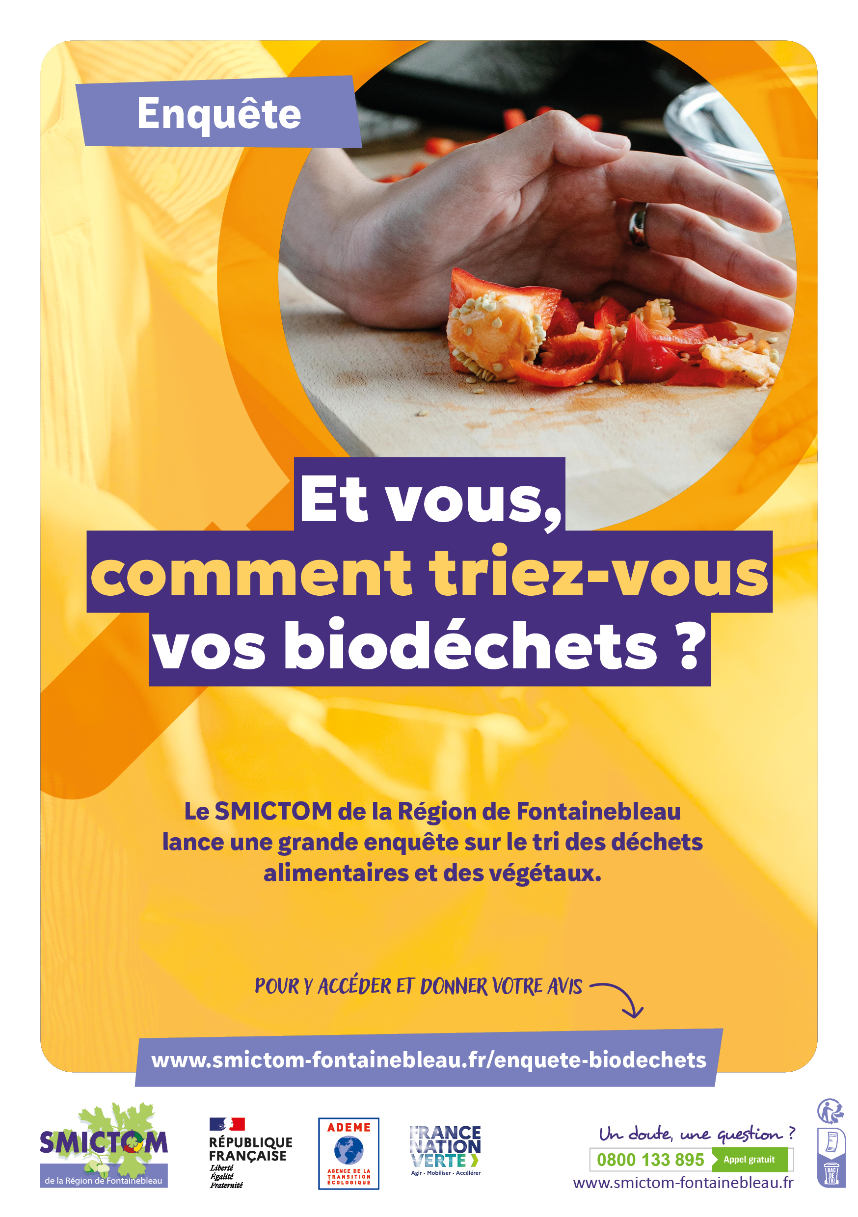 Affiche de l'enquête du SMICTOM sur les biodéchets