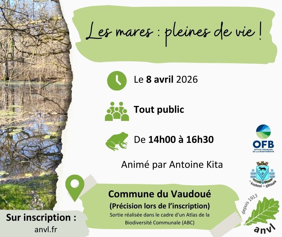 Le 8 avril 2026 : « Les mares pleines de vie » sortie dans le cadre de l&rsquo;ABC du Vaudoué